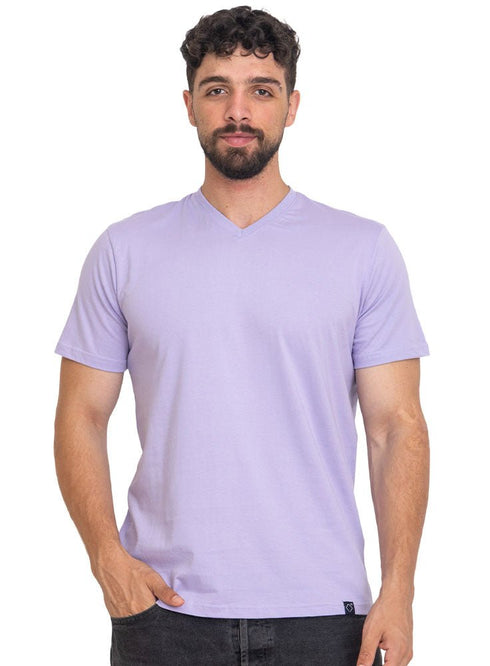 Lilac V - neck T-Shirt - Khotwh